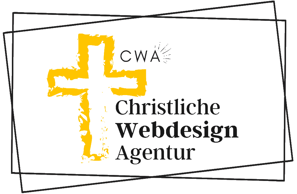 Logo der Christlichen Webdesign Agentur mit gelbem Kreuz und schwarzem Text